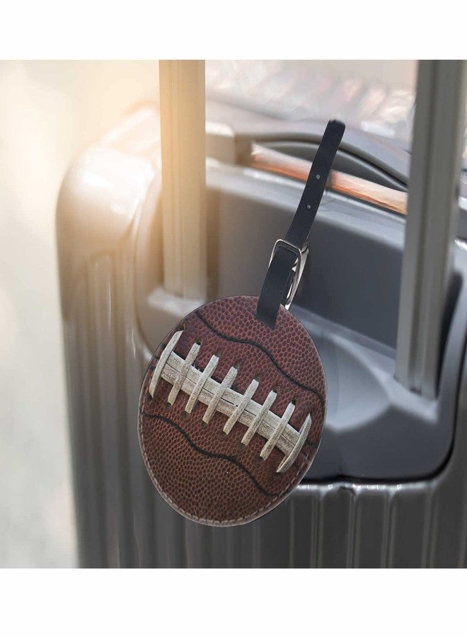 TKS MITLAN American Football Luggage Tag for Suitcases Women Retro Soccer Laces Stitch Ball Sports Game Brown PU Leather Bag Travel Suitcase ID Identifier Round Baggage Tags (1 Pack) - Image 5